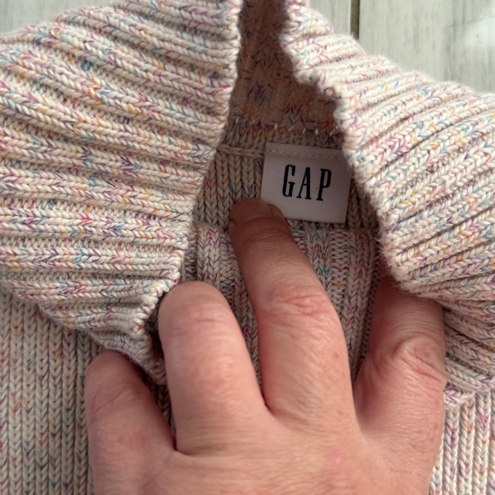 GAP Vintage Chunky Knit Sleeveless Turtleneck Sweater Vest Pink Small - Picture 4 of 7